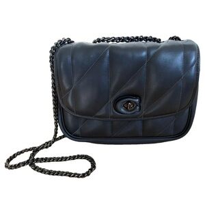Black Quilted Leather Chain Shoulder Bag